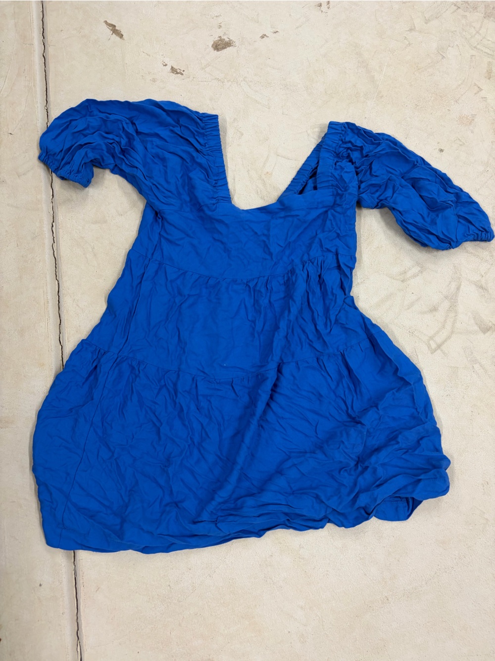 Madewell Bright Cobalt Puff Sleeve Mini Dress